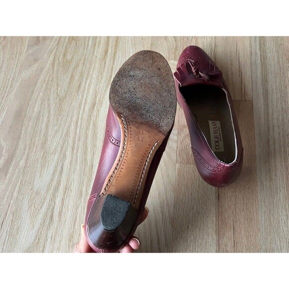 Cole Haan Vintage Womens Extra Narrow red Leather Loafers Slip On size 8.5AA - Picture 3 of 9
